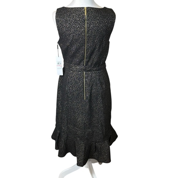 CALVIN KLEIN NWT $134 Stretch Metallic Belted Ruffle Flounce Dress Size 10 Party - Picture 10 of 16